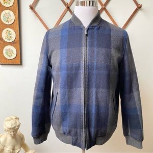 Perry Ellis Wool Plaid Bomber